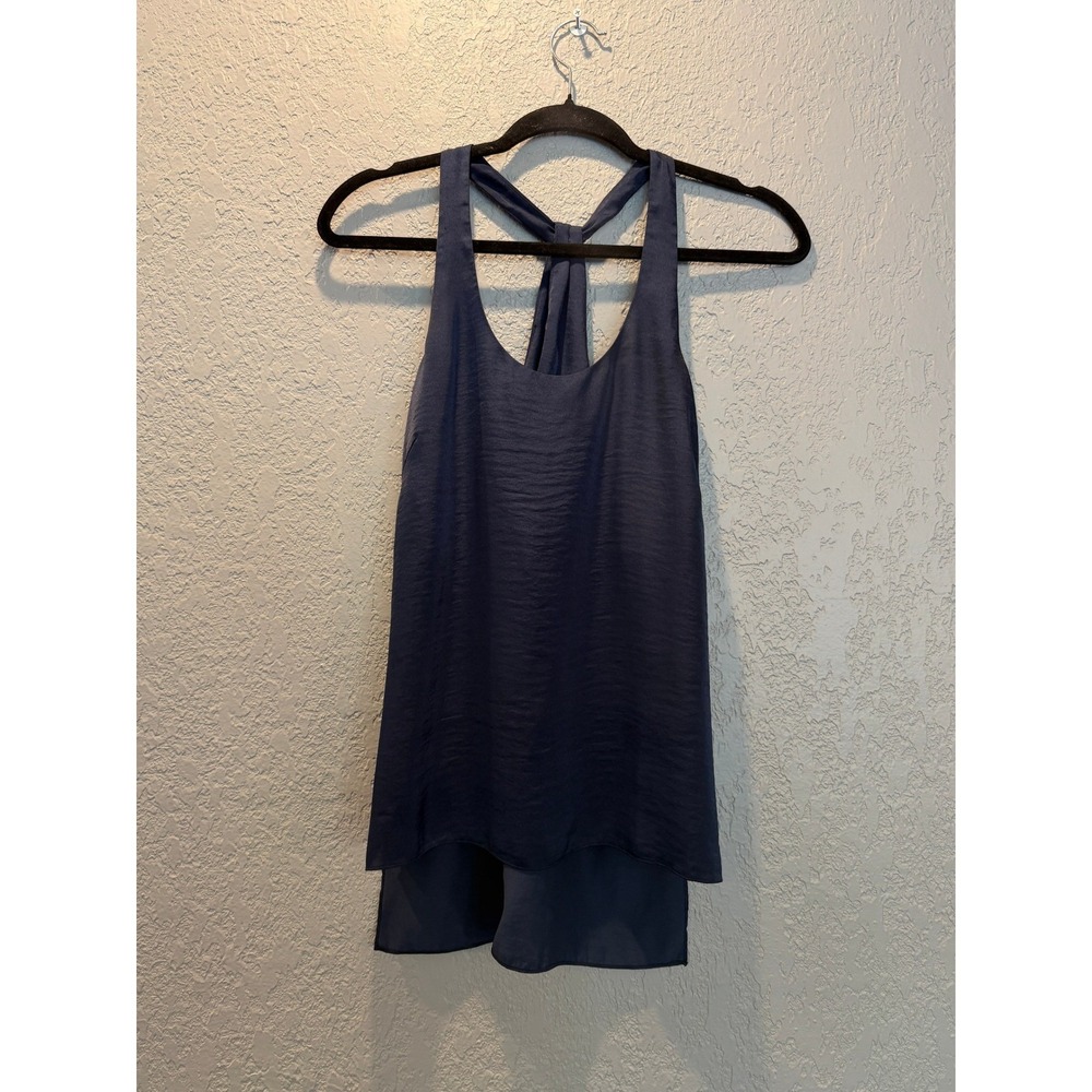 BCBGMAXAZRIA XS Navy Blue Flowy Layered‎ Tank Top Racerback Sleeveless